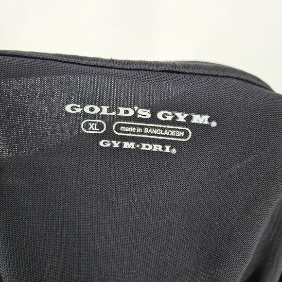 Golds Gym Shirt Womens XL V Neck Black Yellow Graphic Tee Logo Muscle Training - Picture 10 of 11